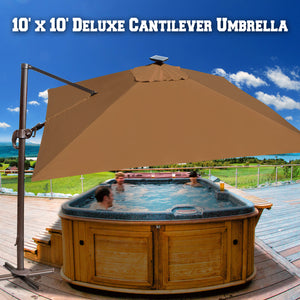 STRONG CAMEL 10x10' Offset Hanging Roma Patio Solar Umbrella Pool Tilt 360 Rotation w Protect