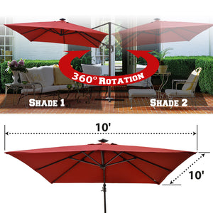 STRONG CAMEL 10x10' Offset Hanging Roma Patio Solar Umbrella Pool Tilt 360 Rotation w Protect
