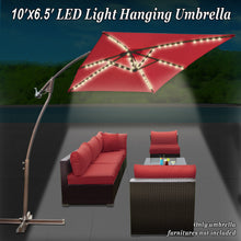 Load image into Gallery viewer, STRONG CAMEL 6.5&#39;x10&#39; 80 LED Patio Battery Hanging Sunshade Umbrella  Canopy Outdoor
