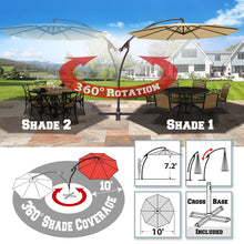 Load image into Gallery viewer, STRONG CAMEL 10&#39; Battery Cantilever LED Light Offset Patio Hanging Umbrella

