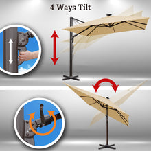 Load image into Gallery viewer, STRONG CAMEL 10&#39; x 10&#39; Anti-wind Cantilever Big Roma Solar LED Patio Umbrella Offset Waterproof
