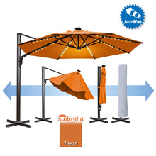 Load image into Gallery viewer, STRONG CAMEL 11.5&#39; Anti-wind Cantilever Big Roma Solar LED Patio Umbrella Offset Waterproof
