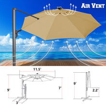 Load image into Gallery viewer, STRONG CAMEL 11.5&#39; Anti-wind Cantilever Big Roma Solar LED Patio Umbrella Offset Waterproof
