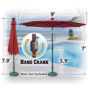 STRONG CAMEL Brand New 9' 80LED Light Sunshade Solar Patio Umbrella with Tilt Crank Outdoor