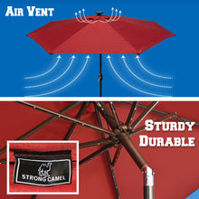 Load image into Gallery viewer, STRONG CAMEL Brand New 9&#39; 80LED Light Sunshade Solar Patio Umbrella with Tilt Crank Outdoor
