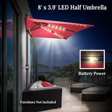 Load image into Gallery viewer, STRONG CAMEL 7.5 FTx3.9 FT LED lights Patio Battery Power Half Umbrella for Garden Outdoor
