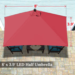 STRONG CAMEL 7.5 FTx3.9 FT LED lights Patio Battery Power Half Umbrella for Garden Outdoor