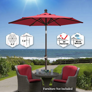 STRONG CAMEL 6/7/8/9' LED Lighted Battery Patio Umbrella Tilt Sunshade for Outdoor