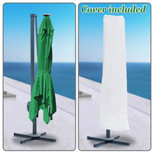 Load image into Gallery viewer, STRONG CAMEL Outdoor 10&#39;x10&#39; LED Light Offset Cantilever Umbrella Patio Deluxe Hanging Umbrella with 360° Cross Base (Green)
