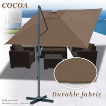 Load image into Gallery viewer, STRONG CAMEL Outdoor 10&#39;x10&#39; LED Light Offset Cantilever Umbrella Patio Deluxe Hanging Umbrella with 360° Cross Base (Cocoa)
