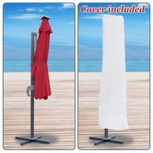 Load image into Gallery viewer, STRONG CAMEL Outdoor 11.5 FT Offset Cantilever Umbrella Solar LED Light Outdoor Patio Market Hanging Umbrella with Cross Base (Burgundy)
