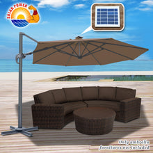 Load image into Gallery viewer, STRONG CAMEL Outdoor 11.5 FT Offset Cantilever Umbrella Solar LED Light Outdoor Patio Market Hanging Umbrella with Cross Base (Cocoa)
