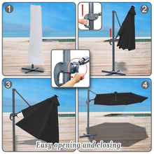Load image into Gallery viewer, STRONG CAMEL Outdoor 11.5 FT Offset Cantilever Umbrella Solar LED Light Outdoor Patio Market Hanging Umbrella with Cross Base (Black)
