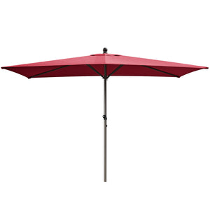 STRONG CAMEL Outdoor Rectangular Umbrella 10'x 6.5' Rope Pulley for Garden Table Parasol Yard Outdoor Backyard Pool Deck Cafe Market with Air Vent