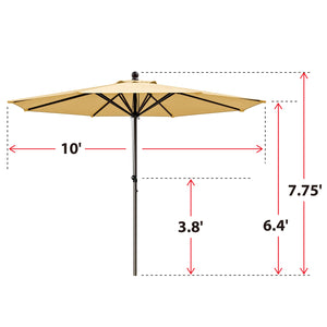 STRONG CAMEL Patio Umbrella 10 Ft 8 Ribs Rope Pulley for Garden Table Parasol Yard Outdoor Backyard Pool Deck Cafe Market with Air Vent