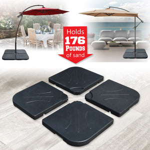 4pc Heavy Duty Cantilever Offset Umbrella Stand Water Sand Holder Affusion Base