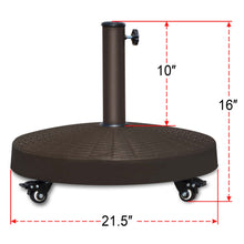 Load image into Gallery viewer, 55lbs Resin Weeled Movable Patio Umbrella Base Weighted Heavy Stand Deck
