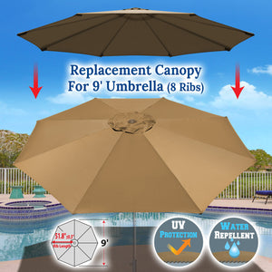 8 ft 6 rib patio umbrella replacement canopy Umbrella Cover Canopy 9ft 8 Rib Patio Replacement Top Outdoor – Sunny Outdoor US