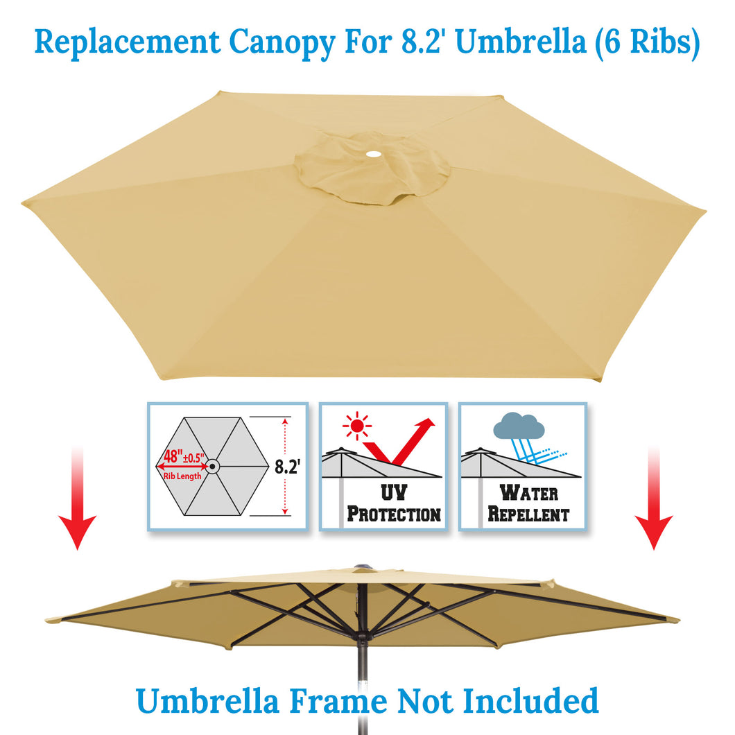 8 ft 6 rib patio umbrella replacement canopy Patio Replacement Canopy 8.2ft 6 Rib Umbrella Cover – Sunny Outdoor US