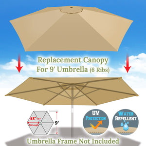 9 patio umbrella frame 6 rib Umbrella Cover Canopy 9ft 6 Ribs Patio Replacement Top Outdoor – Sunny Outdoor US