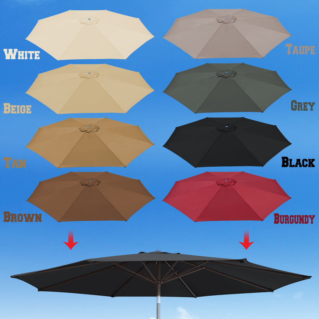10' 8 Ribs Patio Umbrella Canopy Top Cover Replacement