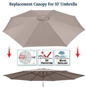 10' 8 Ribs Patio Umbrella Canopy Top Cover Replacement