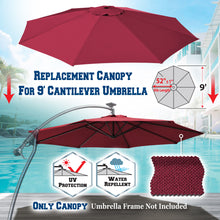 Load image into Gallery viewer, 9ft 8rib Replacement Canopy Cover Patio Solar Hanging Cantilever Umbrella
