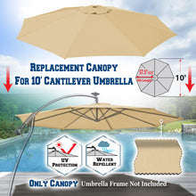 Load image into Gallery viewer, 10ft 8rib Replacement Canopy cover for Solar Cantilever Patio Hanging Umbrella
