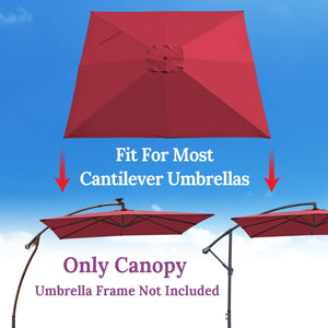 8.2x8.2ft 8 Ribs Replacement Canopy cover for Square Hanging Solar Umbrella