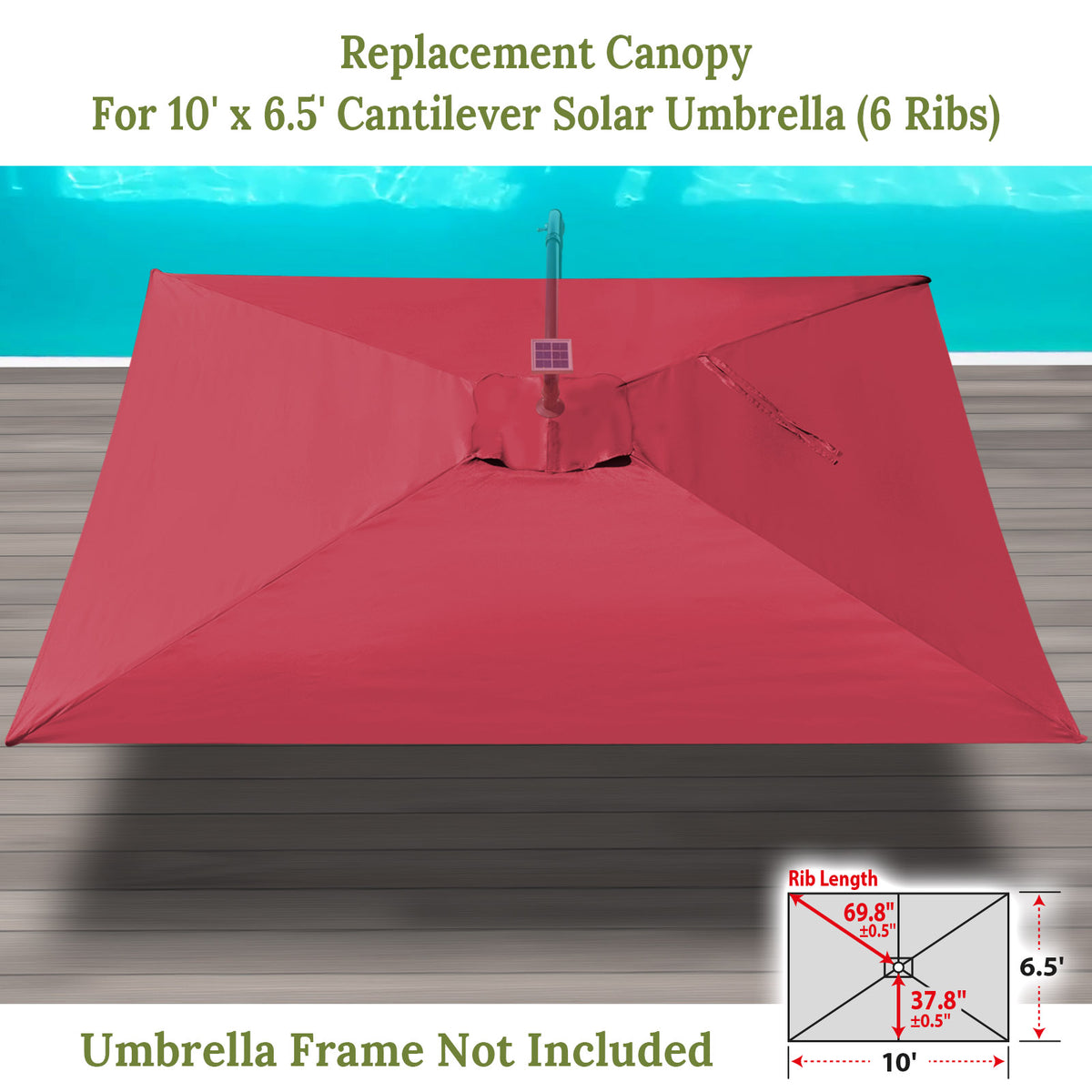 10'x6.5' Replacement Canopy Cantilever Hanging Patio SolarUmbrella