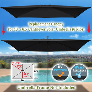 10'x6.5' Replacement Canopy  Cantilever Hanging Patio SolarUmbrella