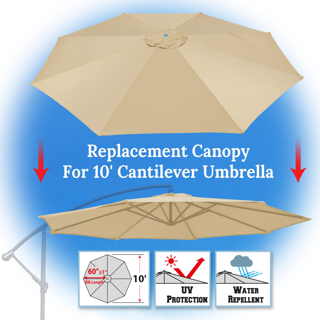 10ft 8 Rib Canopy Replacement Cover for Patio Hanging Umbrella Sunny Outdoor US 10ft 8 Rib Canopy Replacement Cover for Patio Hanging Umbrella Sunny Outdoor US