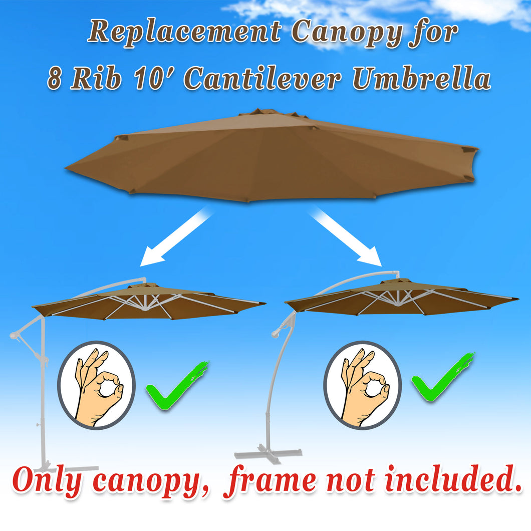 10ft 8 Rib Canopy Replacement Cover for Patio Hanging Umbrella