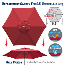 Load image into Gallery viewer, 6.5ft 6 Ribs umbrella Canopy Cover Replacement

