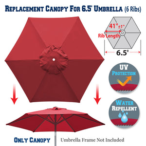 7.5 ft patio umbrella replacement canopy only 6 ribs 6.5ft 6 Ribs umbrella Canopy Cover Replacement – Sunny Outdoor US