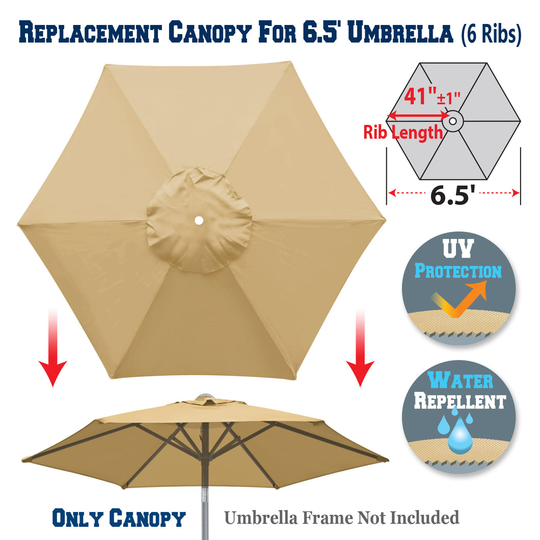 6.5ft 6 Ribs umbrella Canopy Cover Replacement