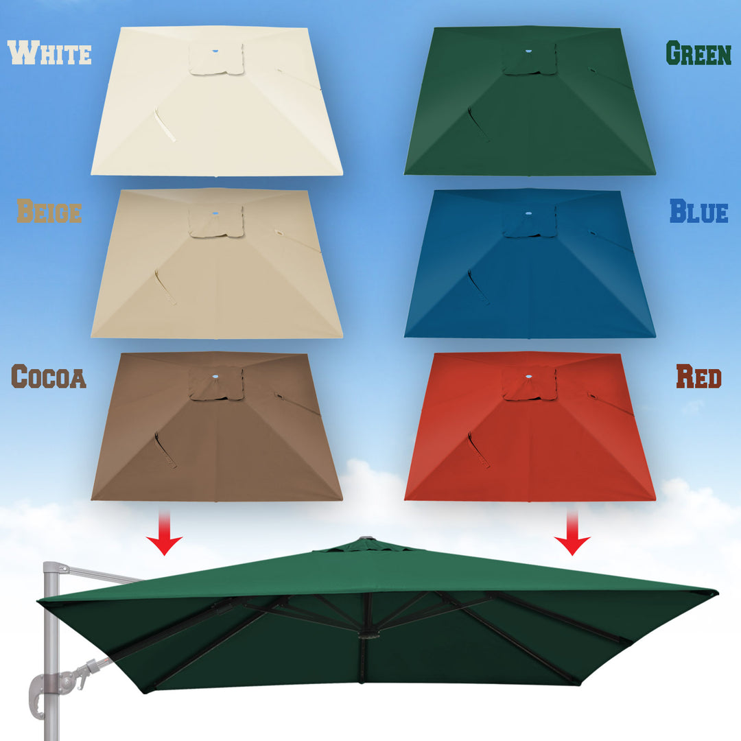 Square replacement Canopy Cover for 10' x 10' Roma Cantilever Patio Umbrella Offset Parasol Top