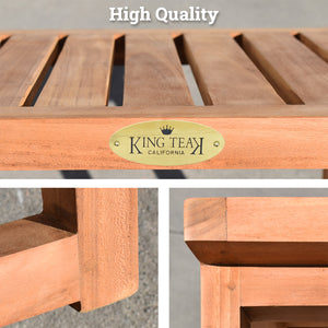KINGTEAK 17.8" Golden Teak Wood Seat Stool Side Table Furniture for Patio,Poolside, Garden &Backyard