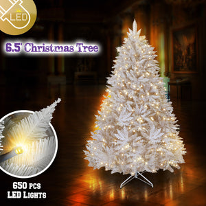 LED Christmas Tree 6.5FT Steel Base Xmas WHITE NATURAL prelit fir
