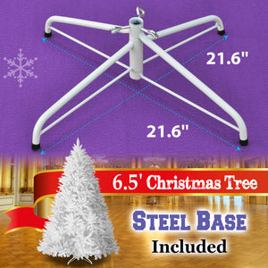 LED Christmas Tree 6.5FT Steel Base Xmas WHITE NATURAL prelit fir