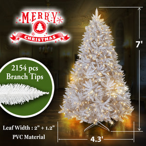 Christmas Tree 5/6/7/7.5FT w Steel Base Xmas WHITE NATURAL Prelit Fir Unlit Pine
