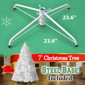 LED Christmas Tree 7FT Steel Base Xmas WHITE NATURAL prelit fir