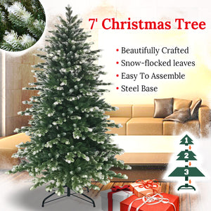 7' Premium Snow Artificial Christmas Pine Tree Holiday Decor Xmas Tree