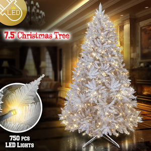 LED Christmas Tree 7.5FT Steel Base Xmas WHITE NATURAL prelit fir
