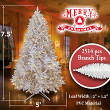 Load image into Gallery viewer, LED Christmas Tree 7.5FT Steel Base Xmas WHITE NATURAL prelit fir
