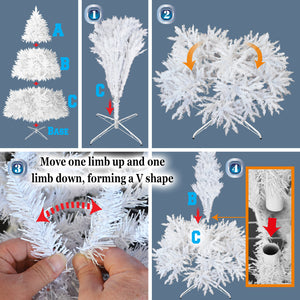 LED Christmas Tree 7.5FT Steel Base Xmas WHITE NATURAL prelit fir