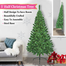 Load image into Gallery viewer, 5/6&#39; Artificial Wall Space Saving Half Corner Christmas Tree with Steel Base
