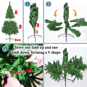 5/6' Artificial Wall Space Saving Half Corner Christmas Tree with Steel Base