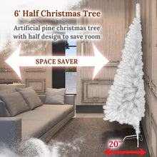 Load image into Gallery viewer, 6&#39; Artificial Wall Space Saving Half Corner Christmas Tree with Steel Base white
