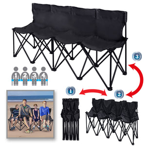 Folding 4 Person Seater Portable Sports Sideline Bench Chair 600D PVC Fabric